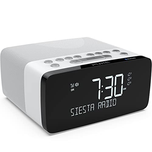 Pure Siesta Charge Bluetooth Radiowecker Digital mit Ladepad (DAB/DAB+ Digital- und UKW-Radiowecker, Bluetooth, USB, drahtlose Handy-Ladestation, 40 Senderspeicherplätze, AUX, USB), Polar von Pure