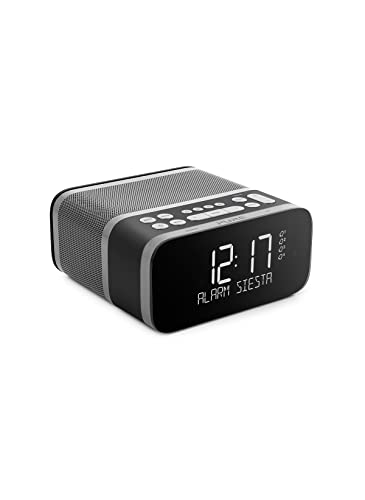 Pure Siesta S6 Bluetooth Radiowecker (Digitalradio, CrystalVue Display, Bluetooth, DAB/DAB+ und UKW, 40 Senderspeicherplätze, Sleep-Timer und Weckfunktion), Graphite von Pure