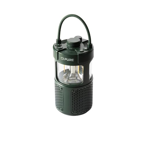 Pure Woodland Glow Outdoor-Lautsprecher mit LED-Lampe (Bluetooth 5.3, 360° Sound, IPX6, tragbar, 14h Akku - perfekt für Garten & Camping) Grün von Pure