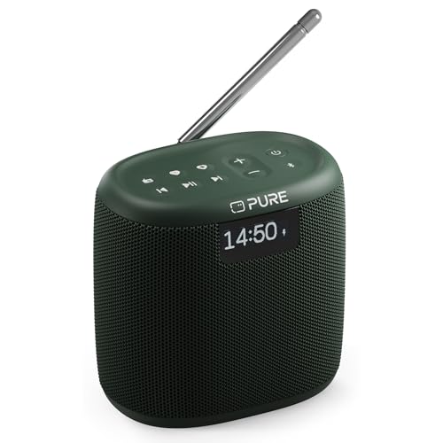 Pure Woodland Mini Outdoor Lautsprecher mit Bluetooth & DAB+/FM Radio (wasserdicht IP67, robust, tragbar, 14h Akku, perfekt für Garten & Camping) Grün von Pure