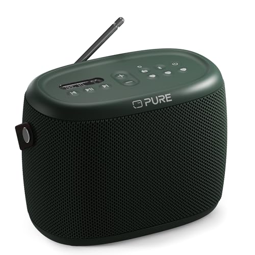 Pure Woodland Outdoor Lautsprecher mit Bluetooth & DAB+/FM Radio (wasserdicht IP67, robust, tragbar, 14h Akku - perfekt für Garten & Camping) Grün von Pure