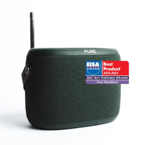 Pure Woodland Outdoor Lautsprecher mit Bluetooth & DAB+/FM Radio (wasserdicht IP67, robust, tragbar, 14h Akku - perfekt für Garten & Camping) Grün von Pure
