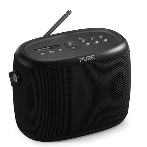 Pure Woodland Outdoor Lautsprecher mit Bluetooth & DAB+/FM Radio (wasserdicht IP67, robust, tragbar, 14h Akku - perfekt für Garten & Camping) Schwarz von Pure