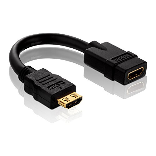 PureInstall PI030 High Speed HDMI/HDMI Pigtail + Portsaver Adapter (HDMI A Buchse auf HDMI A Buchse), Zertifiziert, 0,1m von PureLink
