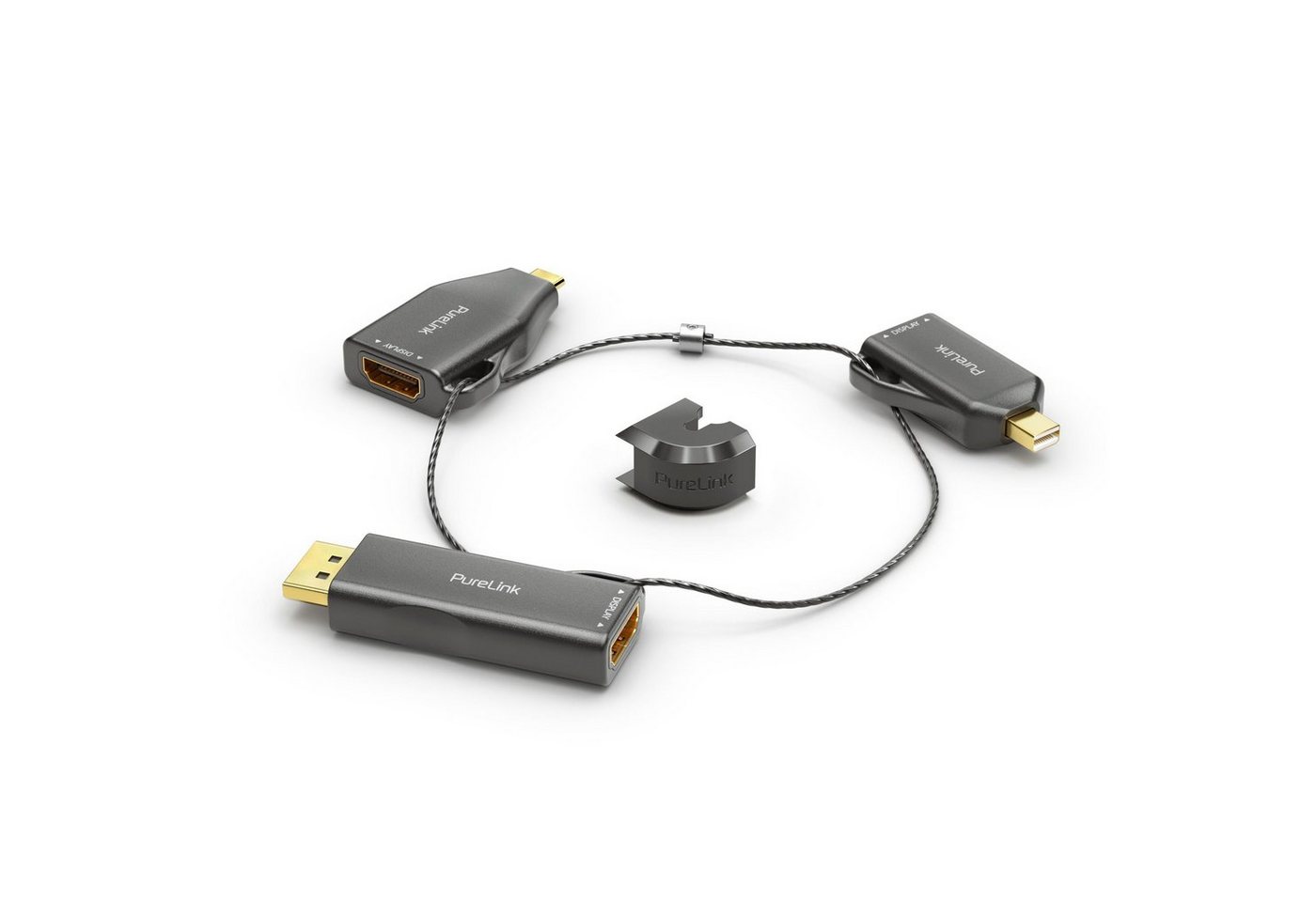 PureLink 2K HDMI Adapterring mit drei Adaptern (mini DP, DP und USB-C Stecker Video-Adapter von PureLink