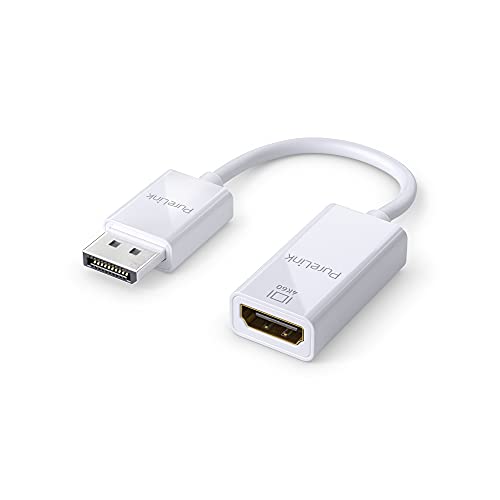 PureLink DisplayPort auf HDMI Adapter, 4K Ultra HD 60Hz, 18GB/s Bandbreite, vergoldete Steckkontakte, 0,15m, weiß von PureLink