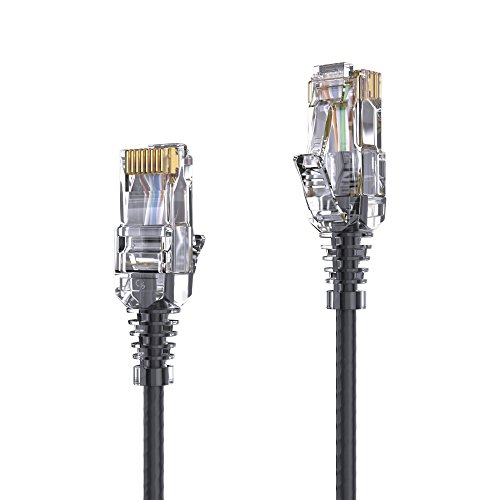 PureLink MC1500-015 CAT6 Netzwerkkabel UTP (10/100/1000 Mbit/s), extra dünn mit 2X RJ45 Stecker, Patchkabel für Switch, Modem, Router, Patchpanels, Patchfelder, 1-er Set, 1,50m, schwarz von PureLink