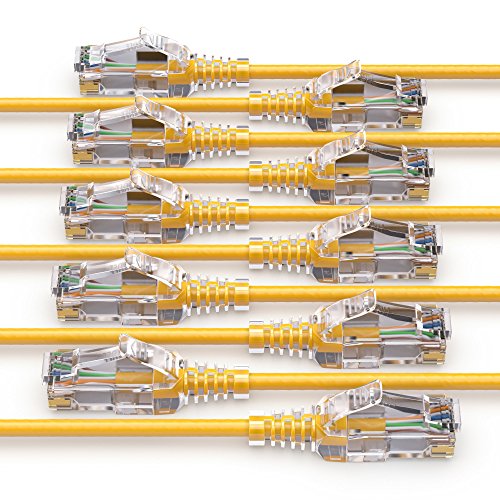 PureLink MC1503-030 CAT6 Netzwerkkabel UTP (10/100/1000 Mbit/s), extra dünn mit 2X RJ45 Stecker, Patchkabel für Switch, Modem, Router, Patchpanels, Patchfelder, 10er Set, 3,00m, gelb von PureLink