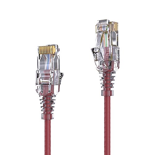 PureLink MC1505-0025 CAT6 Netzwerkkabel UTP (10/100/1000 Mbit/s), extra dünn mit 2X RJ45 Stecker, Patchkabel für Switch, Modem, Router, Patchpanels, Patchfelder, 1-er Set, 0,25m, rot von PureLink