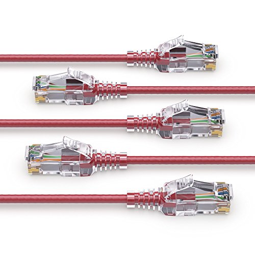 PureLink MC1505-030 CAT6 Netzwerkkabel UTP (10/100/1000 Mbit/s), extra dünn mit 2X RJ45 Stecker, Patchkabel für Switch, Modem, Router, Patchpanels, Patchfelder, 5-er Set, 3,00m, rot von PureLink