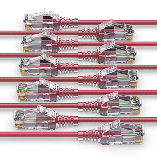 PureLink MC1505-050 CAT6 Netzwerkkabel UTP (10/100/1000 Mbit/s), extra dünn mit 2X RJ45 Stecker, Patchkabel für Switch, Modem, Router, Patchpanels, Patchfelder, 10er Set, 5,00m, rot von PureLink