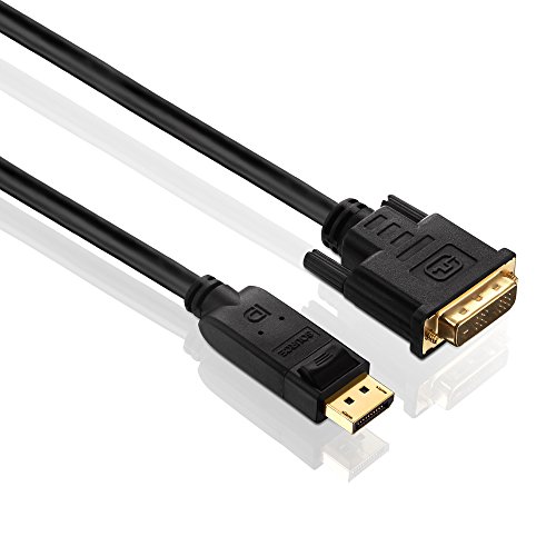 PureLink PI5200-010 DisplayPort auf DVI-D Adapterkabel (2K FullHD (1080p), Ethernet), (DisplayPort Stecker (20pin) auf DVI-D Stecker (18+1pin), Zertifiziert, 1,00m, schwarz Kabel von PureLink