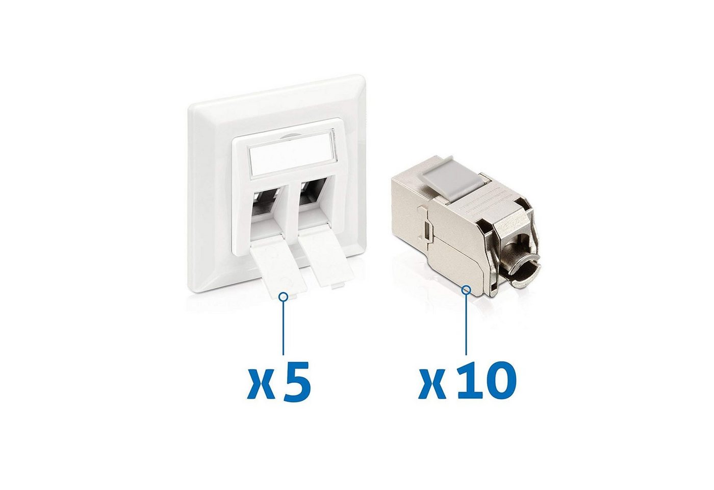 PureLink PureLink MCA210 CAT.6A Keystone Netzwerkdose Unterputz (5 Dosen + 10 LAN-Kabel von PureLink