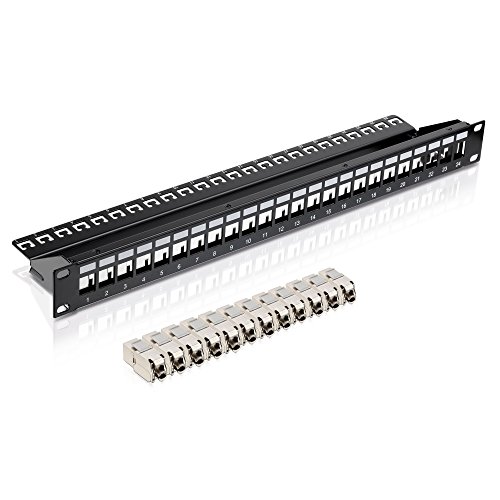 PureLink SET-MCA051-12 Keystone Patchpanel 24 Port Kennzeichnugsfelder, Erdungskabel Schwarz von PureLink