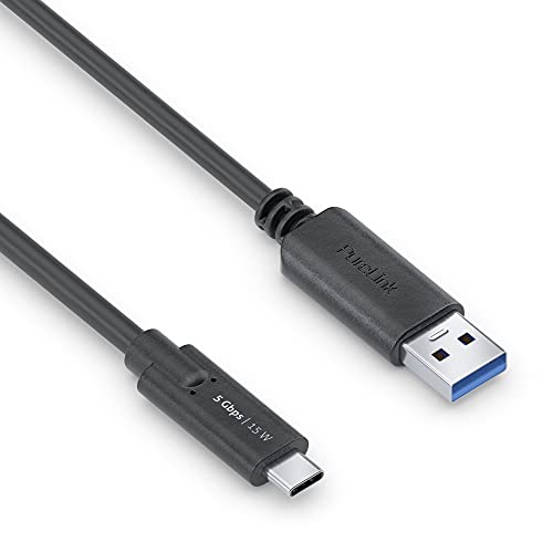 PureLink USB-C auf USB-A Kabel, USB 3.1 Gen 1 mit 5 GB/s Datenübertragung, schwarz, 1,00m von PureLink