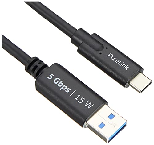 PureLink USB-C auf USB-A Kabel, USB 3.1 Gen 1 mit 5 GB/s Datenübertragung, schwarz, 1,50m von PureLink