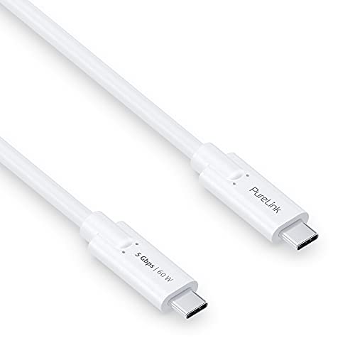 PureLink USB-C auf USB-C Kabel, USB 3.1 Gen 1 mit 5 GB/s Datenübertragung, weiß, 1,50m von PureLink