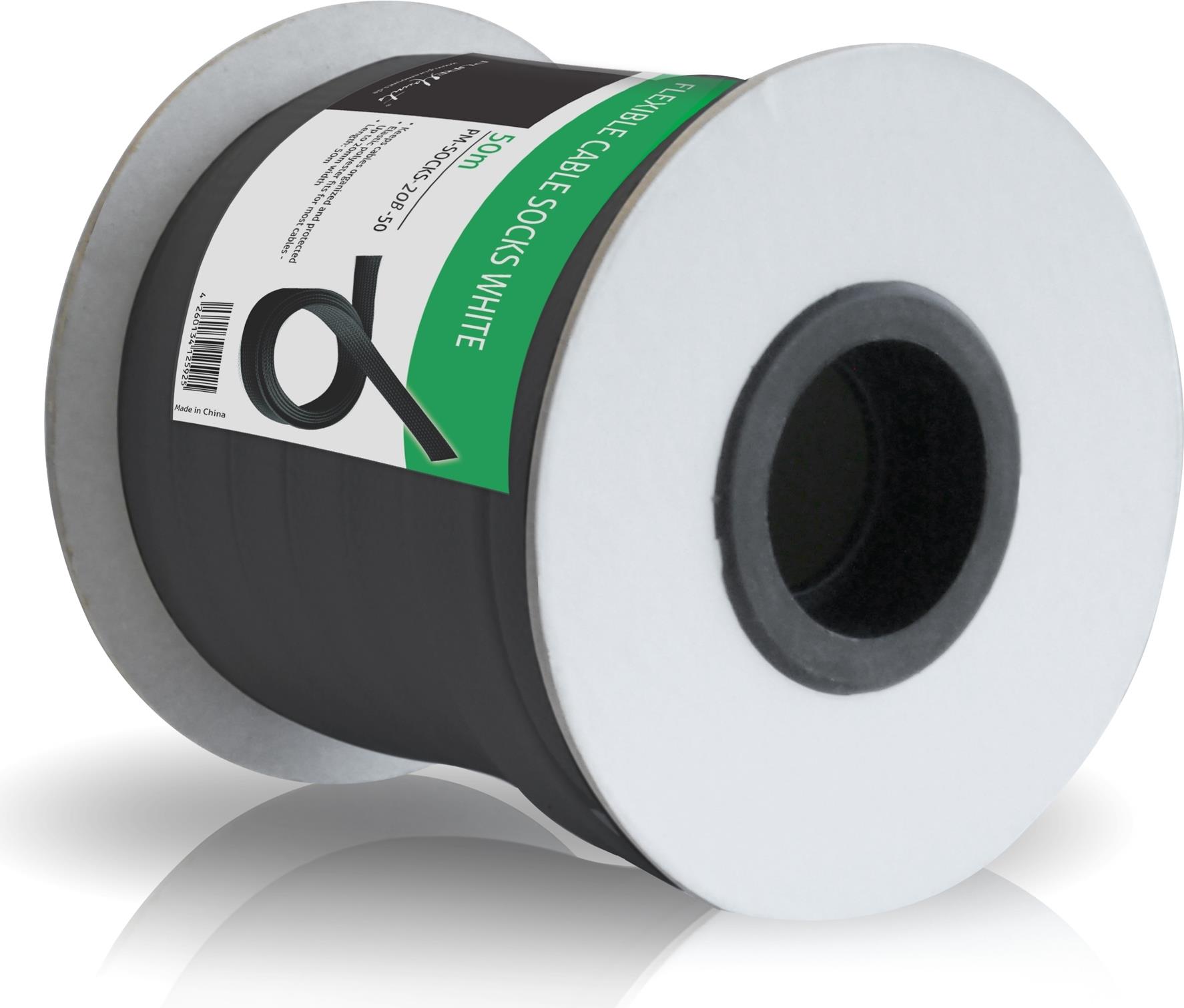 PureMounts - Kabelschlauch Polyester, 50,0 m Rolle, schwarz, dehnbar 20 mm Universeller Kabelschlauch aus Polyester für saubere Kabelführung (PM-SOCKS-20B-50) von PureLink
