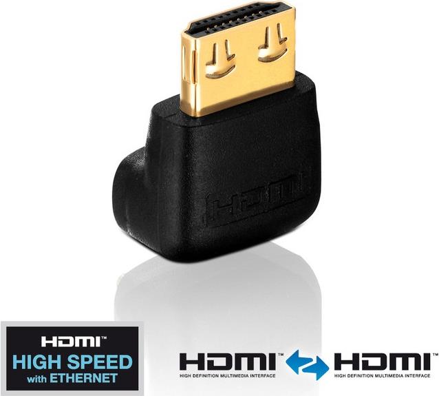 Purelink PureInstall - HDMI-Kabel mit Ethernet - HDMI weiblich zu HDMI männlich - abgeschirmt - Schwarz - 90° Stecker von PureLink