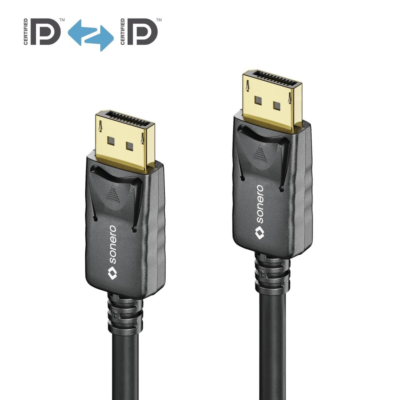 Sonero DisplayPort 1.4v Kabel, 8K60, 28AWG, schwarz, 5,00m Sonero DisplayPort 1.4v Kabel, 8K60, 28AWG, schwarz, 5,00m von sonero