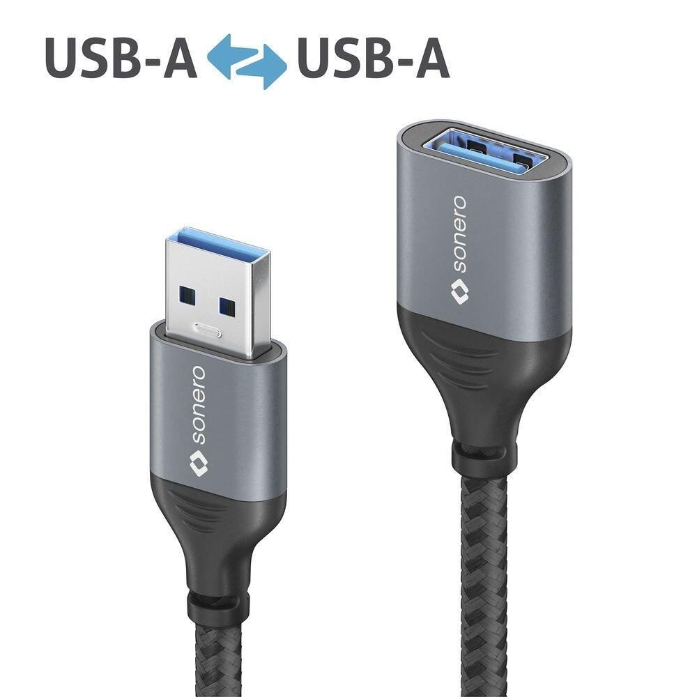 Sonero USB 3.0 Kabel - A/A Verlängerung - Aluminium - space grey/schwarz - 1,50m Sonero USB 3.0 Kabel - A/A Verlängerung - Aluminium - space grey/schwarz - 1,50m von sonero