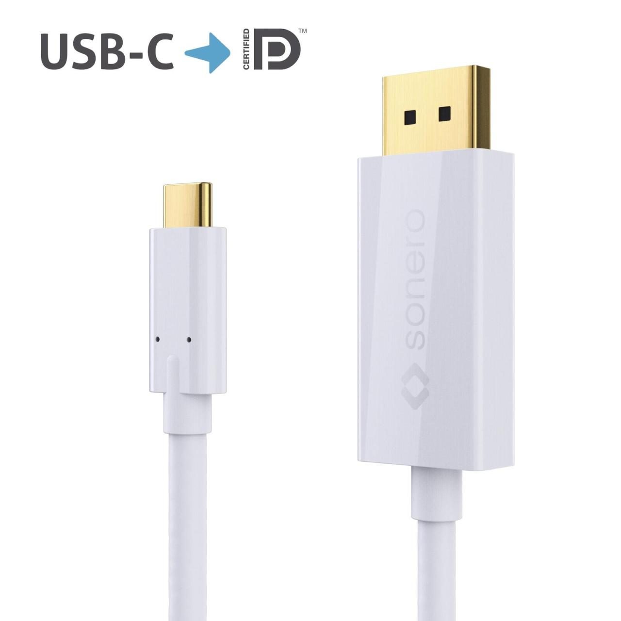 Sonero USB-C auf DP Kabel - 1,00m - weiß Sonero USB-C auf DP Kabel - 1,00m - weiß von sonero