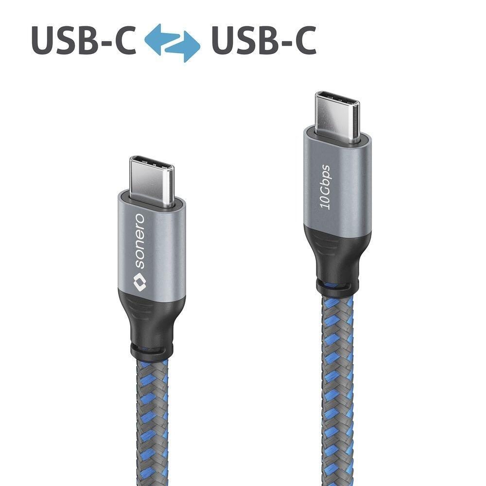 Sonero USB-C auf USB-C Kabel - 3.2 Gen 2, 10Gbps, 100W PD, DP Alt Mode - grau... Sonero USB-C auf USB-C Kabel - 3.2 Gen 2, 10Gbps, 100W PD, DP Alt Mode - grau... von sonero