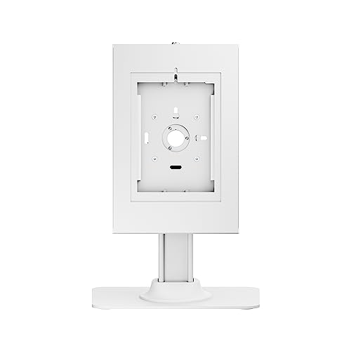 PureMounts® Tablet Halterung mit abschließbarem Stahlgehäuse für iPad 5/6/7/8/9/ IPad Air 9.7"/ 10.5"/10.9"/ IPad Air 9.7"/10.5"/11" sowie Samsung Tab A 10.1 (2019)/ Tab A7/ S6 Lite 10.4", weiß von PureMounts