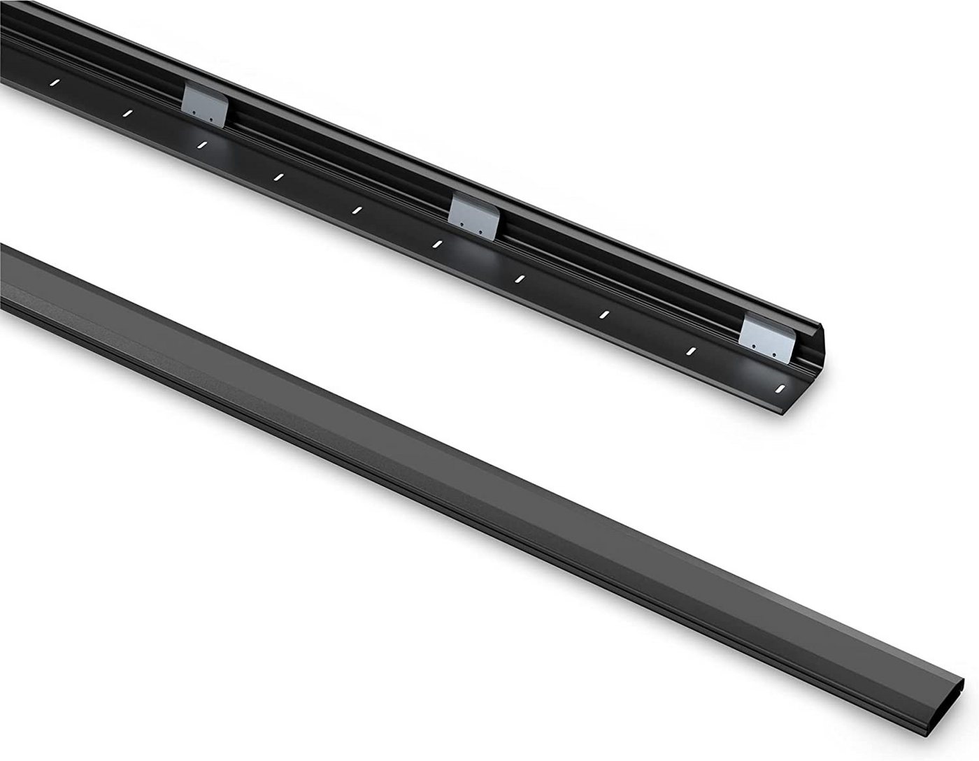 PureMounts Kabelkanal mit Klebeband + Schrauben/Dübel, aus Aluminium, Länge: 100cm, Breite 6cm, Farbe: schwarz von PureMounts