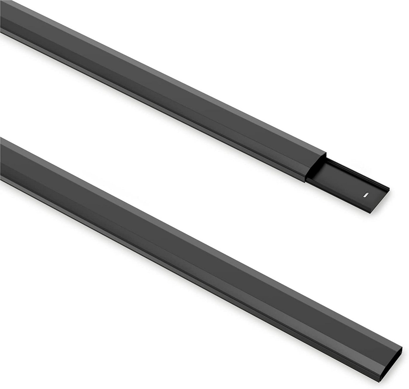 PureMounts Kabelkanal mit Klebeband + Schrauben/Dübel, aus Kunststoff, Länge: 100cm, Breite 6cm, Farbe: schwarz von PureMounts