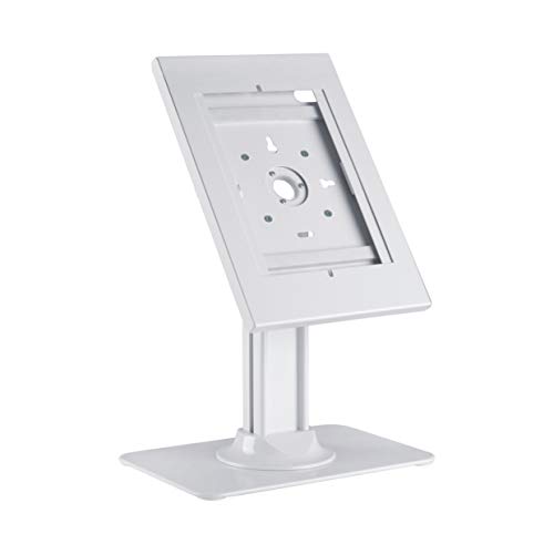 PureMounts PDS-5911 Standfuß mit abschließbarem Stahlgehäuse für Tablets Apple iPad 9.7" / iPad 10.2" / iPad Pro 10.5" / iPad Air 10.5"(Gen 3) / Samsung Tab A 10.1" 2019, weiß von PureMounts