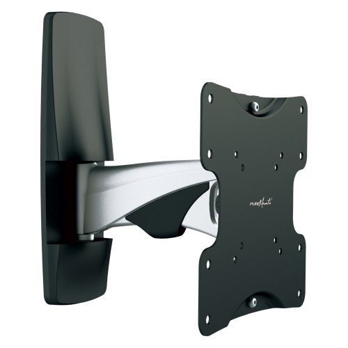 PureMounts PM-MOTION1-37 Vollbewegliche Wandhalterung für TV Geräte mit 43-107cm (17-42 Zoll), schwenkbar (90°), neigbar (+/-15°), Wandabstand 45-238mm, VESA (75x75, 100x100,100x200, 200x200), 1-armig, Traglast: 30kg, schwarz/silber von PureMounts