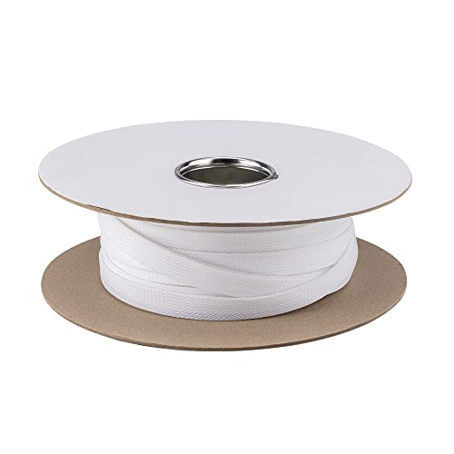 PureMounts PM-SOCKS-20W-50 Universeller Polyester-Kabelschlauch, selbst zusammenziehend mit Klettverschluss, Ø 20mm, Rolle 50m, weiß von PureMounts
