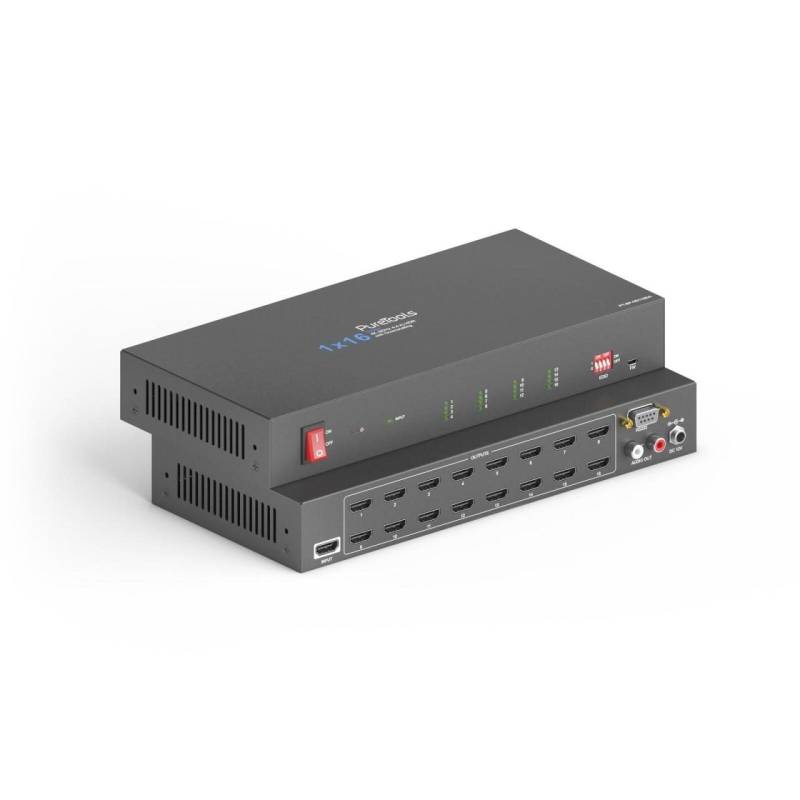 PureTools - HDMI Splitter 1x16, 4K (60Hz 4:4:4), Down-Scaling, Audio und EDID... von PureTools