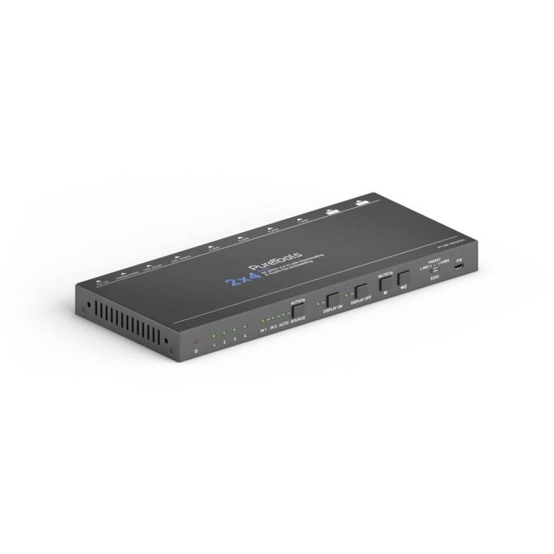 PureTools - HDMI Splitter 2x4, 4K (60Hz 4:4:4) mit Down-Scaling, Audio und ED... von PureTools