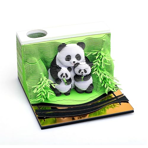 3d Kalender 2025,3d Kalender,Panda Kalender 2025,Papier-Skulptur Panda 3d-Kalender,Dreidimensionale Silhouette Kalender,BüRo-Schreibtisch Note DatensäTze,Papier-Skulptur Desktop-Dekoration (grün) von Purelivdea