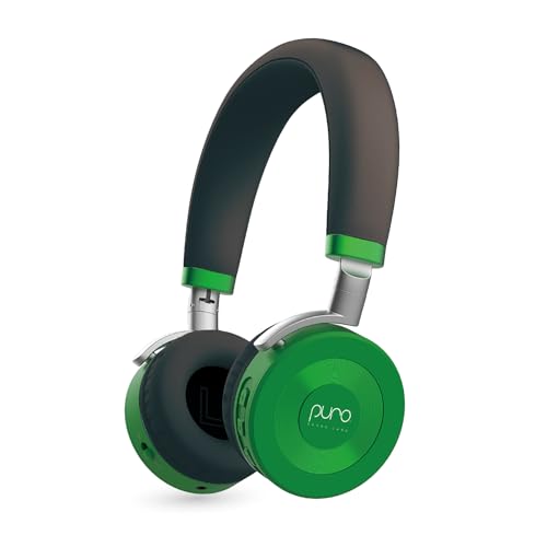 Puro Sound Labs JuniorJam Plus Lautstärkebegrenzende Kopfhörer für Kinder, sicherer Audio-Schutz für Gehör - Einstellbare Bluetooth-Kopfhörer für Tablets, Smartphones, PCs (Grun) von Puro Sound Labs