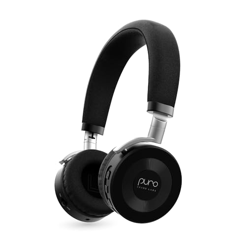 Puro Sound Labs JuniorJam Plus Lautstärkebegrenzende Kopfhörer für Kinder, sicherer Audio-Schutz für Gehör - Einstellbare Bluetooth-Kopfhörer für Tablets, Smartphones, PCs (Schwarz) von Puro Sound Labs