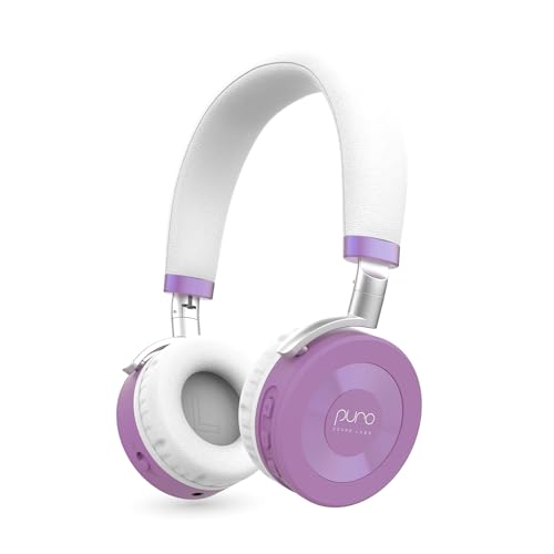 Puro Sound Labs JuniorJam Plus Lautstärkebegrenzende Kopfhörer für Kinder, sicherer Audio-Schutz für Gehör - Einstellbare Bluetooth-Kopfhörer für Tablets, Smartphones, PCs (lila) von Puro Sound Labs