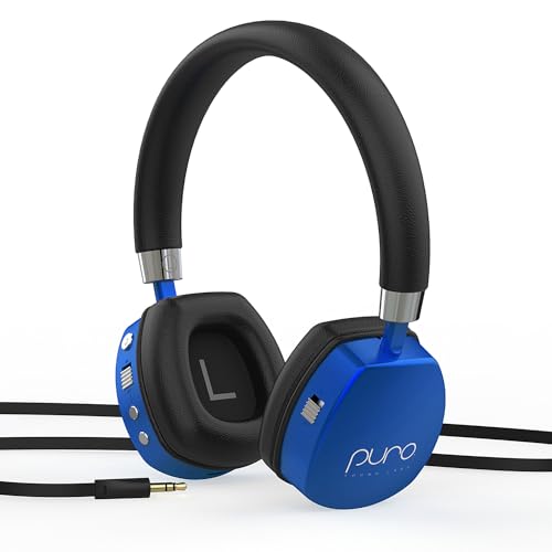 Puro Sound Labs PuroQuiet Plus Lautstärkebegrenzte On-Ear Active Noise Cancelling Bluetooth Kopfhörer – Leichte Kopfhörer für Kinder mit eingebautem Mikrofon – Sicherer Sound (Blau) von Puro Sound Labs