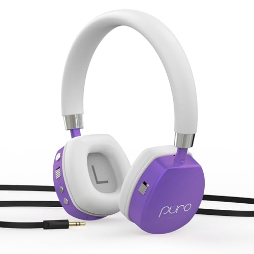 Puro Sound Labs PuroQuiet Plus Lautstärkebegrenzte On-Ear Active Noise Cancelling Bluetooth Kopfhörer – Leichte Kopfhörer für Kinder mit eingebautem Mikrofon – Sicherer Sound (Lila) von Puro Sound Labs