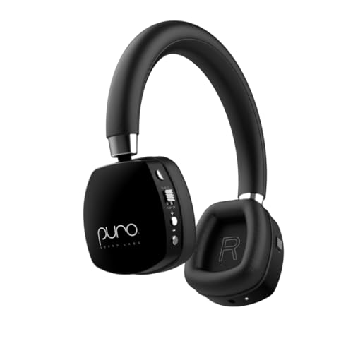 Puro Sound Labs PuroQuiet Plus Lautstärkebegrenzte On-Ear Active Noise Cancelling Bluetooth Kopfhörer – Leichte Kopfhörer für Kinder mit eingebautem Mikrofon – Sicherer Sound (Schwarz) von Puro Sound Labs