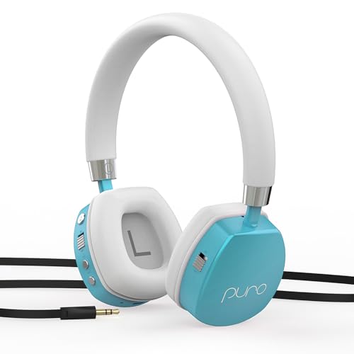 Puro Sound Labs PuroQuiet Plus Lautstärkebegrenzte On-Ear Active Noise Cancelling Bluetooth Kopfhörer – Leichte Kopfhörer für Kinder mit eingebautem Mikrofon – Sicherer Sound (Türkis) von Puro Sound Labs