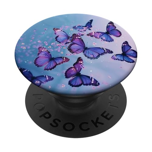 Blauer Schmetterlings-Monarch PopSockets Klebender PopGrip von Purple Art Butterfly Aestetic