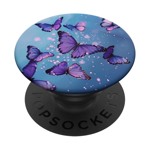 Blauer Schmetterlings-Monarch PopSockets Klebender PopGrip von Purple Art Butterfly Aestetic