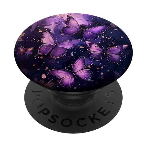 Lila Schmetterlinge Galaxie Sterne Nacht PopSockets Klebender PopGrip von Purple Art Butterfly Aestetic