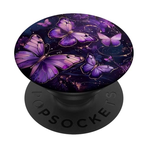 Lila Schmetterlinge Galaxie Sterne Nacht PopSockets Klebender PopGrip von Purple Art Butterfly Aestetic