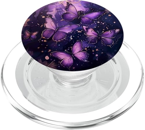 Lila Schmetterlinge Galaxie Sterne Nacht PopSockets PopGrip für MagSafe von Purple Art Butterfly Aestetic