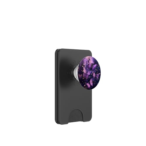 Lila Schmetterlinge Galaxie Sterne Nacht PopSockets PopWallet für MagSafe von Purple Art Butterfly Aestetic
