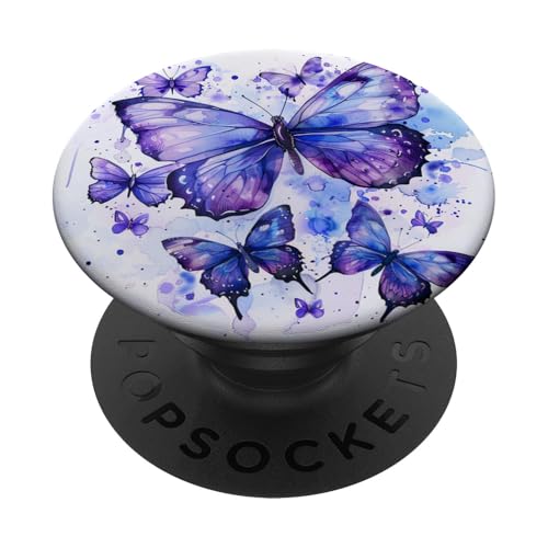 Monarch Butterfly Lila Aquarell PopSockets Klebender PopGrip von Purple Art Butterfly Aestetic
